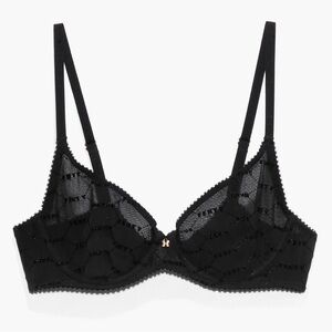 🆕 Savage X Fenty Black Mesh Logo Bra - Size: 34B